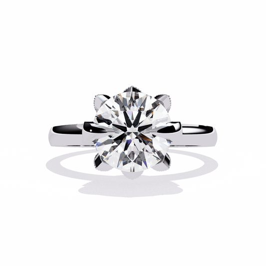 3.25 Carat Round Minimal Statement Ring in Moissanite | House of Estara
