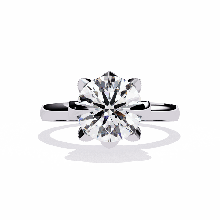 3.25 Carat Round Minimal Statement Ring in Moissanite | House of Estara
