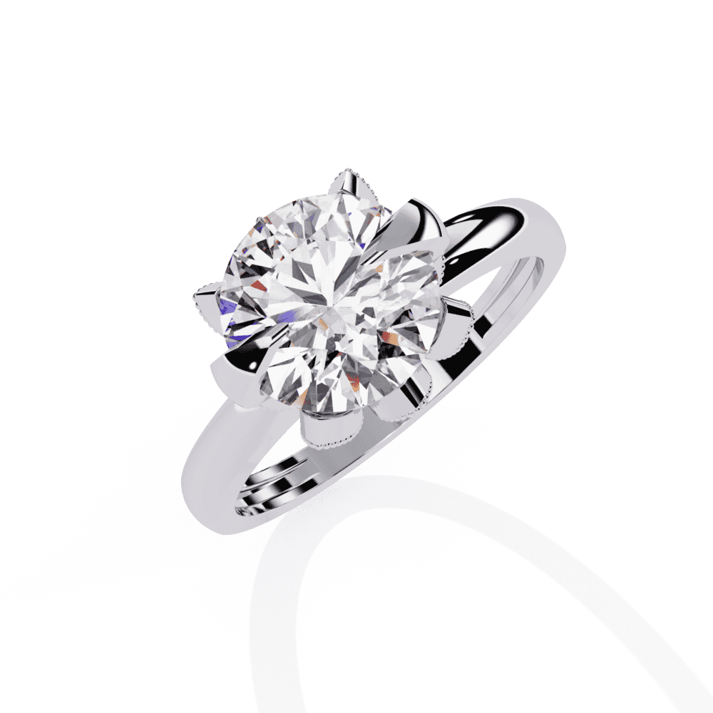 3.25 Carat Round Minimal Statement Ring in Moissanite | House of Estara