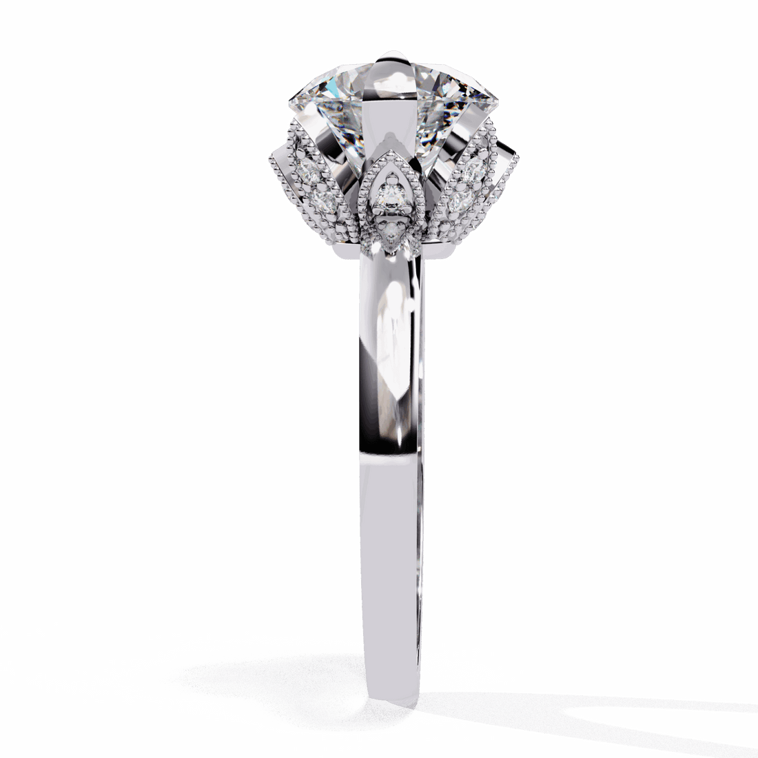 3.25 Carat Round Minimal Statement Ring in Moissanite | House of Estara