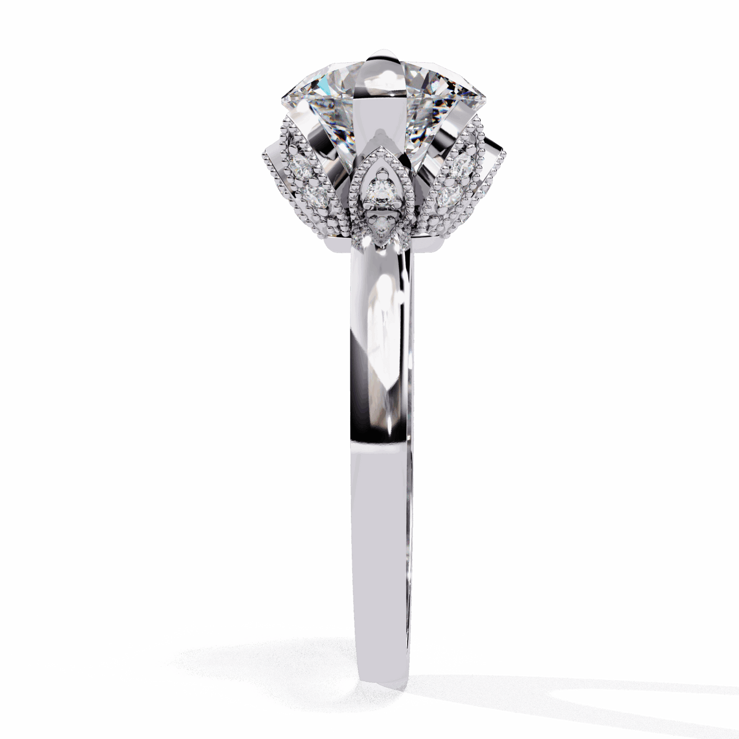 3.25 Carat Round Minimal Statement Ring in Moissanite | House of Estara