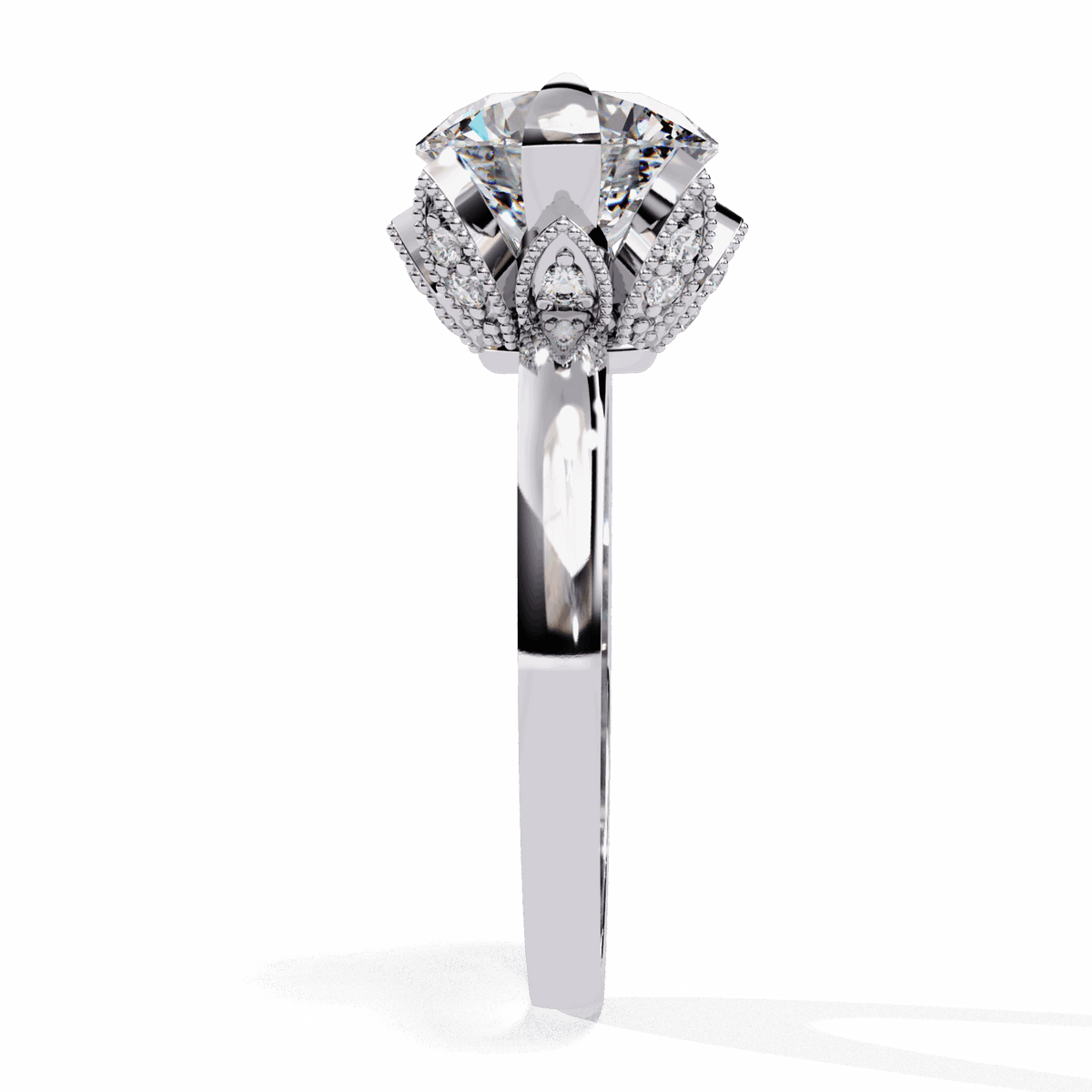 3.25 Carat Round Minimal Statement Ring in Moissanite | House of Estara