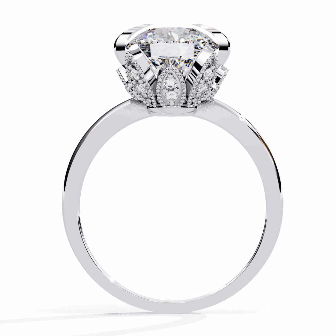 3.25 Carat Round Minimal Statement Ring in Moissanite | House of Estara