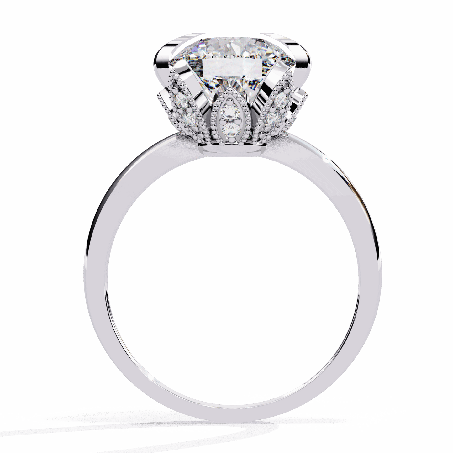 3.25 Carat Round Minimal Statement Ring in Moissanite | House of Estara