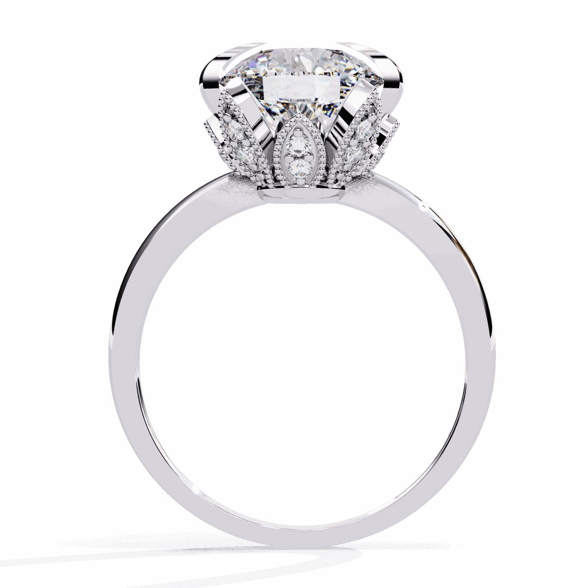 3.25 Carat Round Minimal Statement Ring in Moissanite | House of Estara