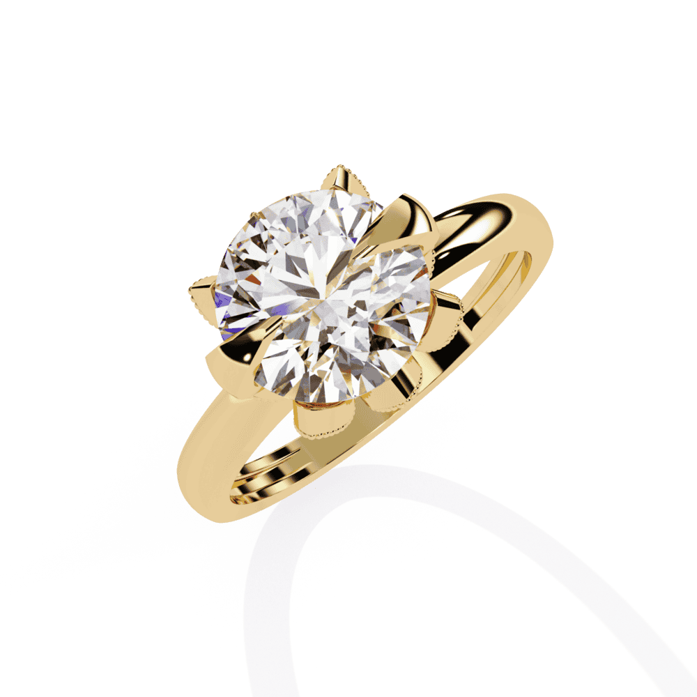 3.25 Carat Round Minimal Statement Ring in Moissanite | House of Estara