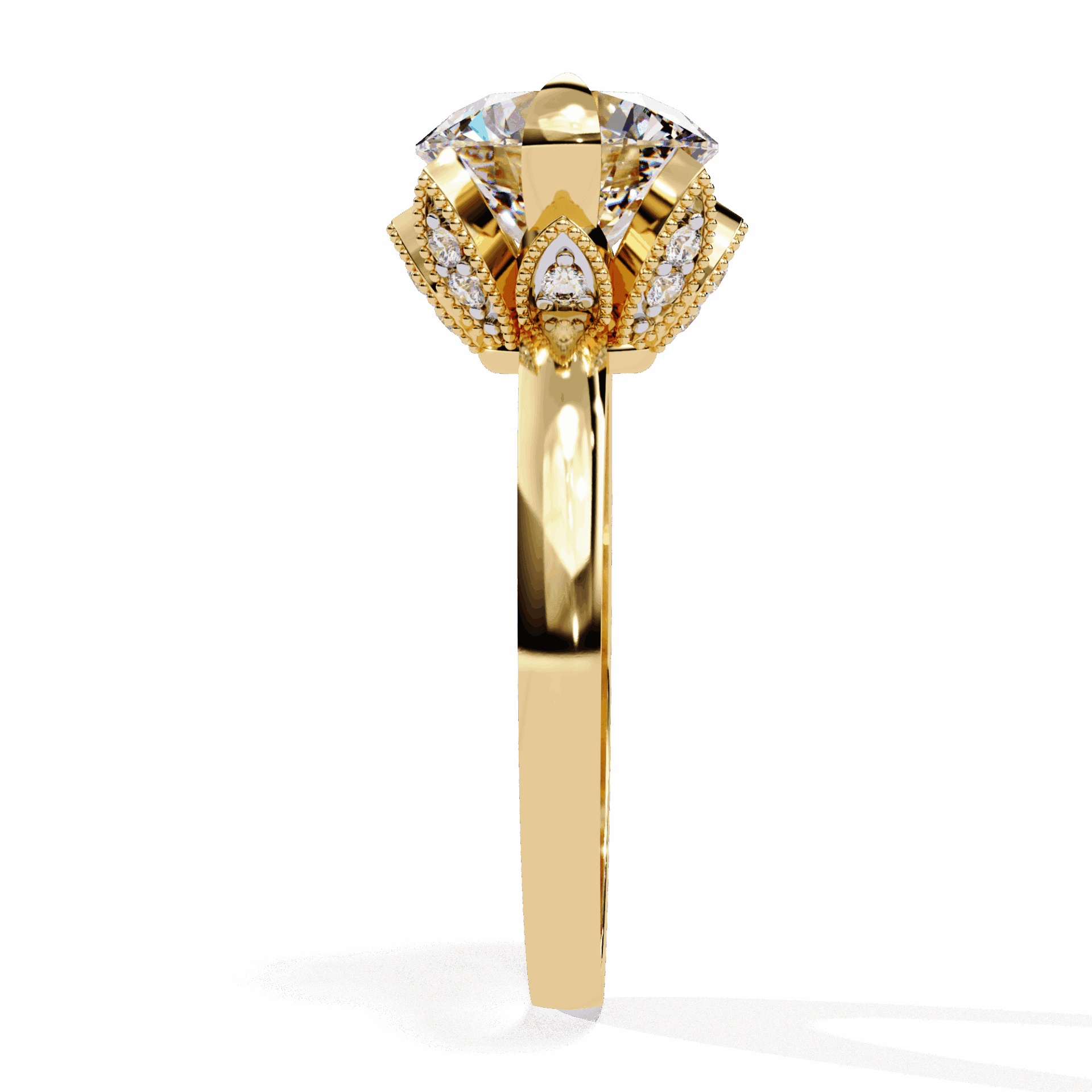 3.25 Carat Round Minimal Statement Ring in Moissanite | House of Estara