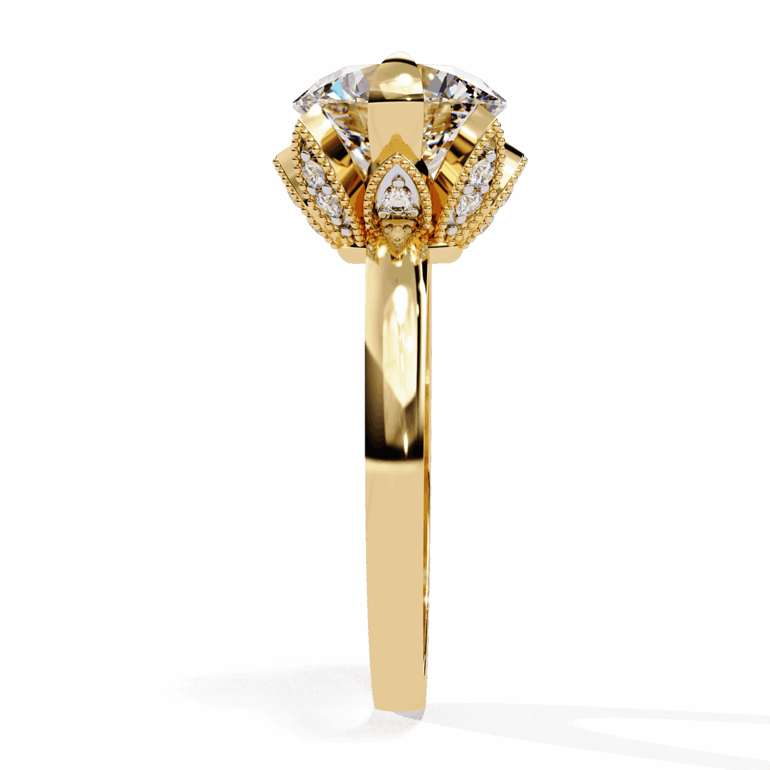 3.25 Carat Round Minimal Statement Ring in Moissanite | House of Estara