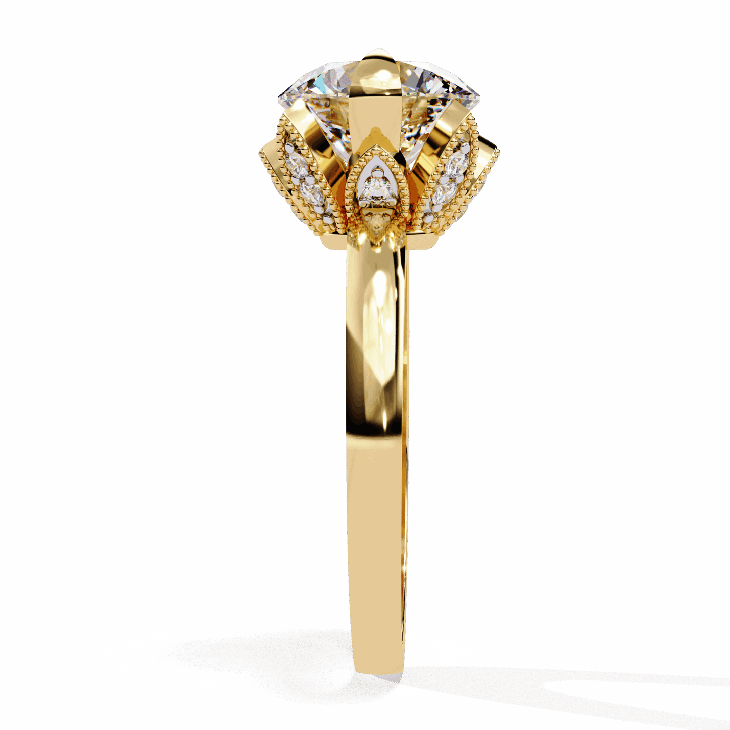3.25 Carat Round Minimal Statement Ring in Moissanite | House of Estara