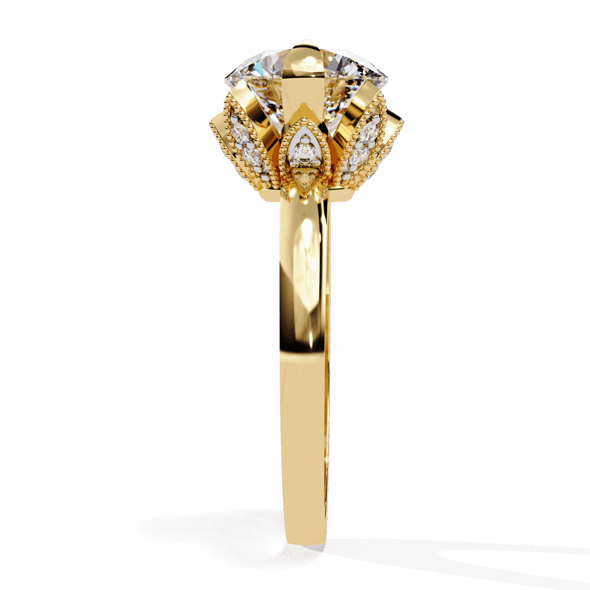 3.25 Carat Round Minimal Statement Ring in Moissanite | House of Estara