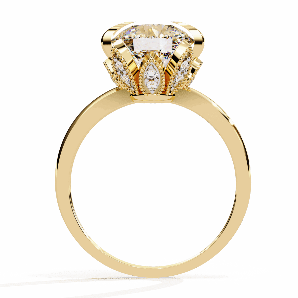 3.25 Carat Round Minimal Statement Ring in Moissanite | House of Estara
