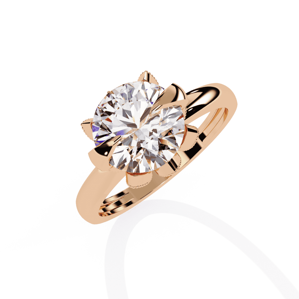 3.25 Carat Round Minimal Statement Ring in Moissanite | House of Estara