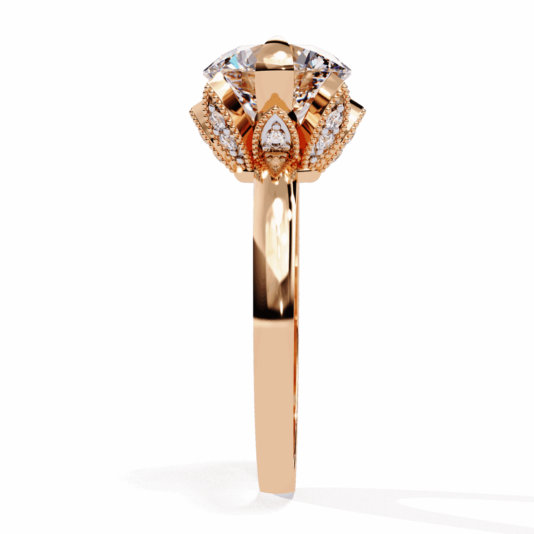 3.25 Carat Round Minimal Statement Ring in Moissanite | House of Estara