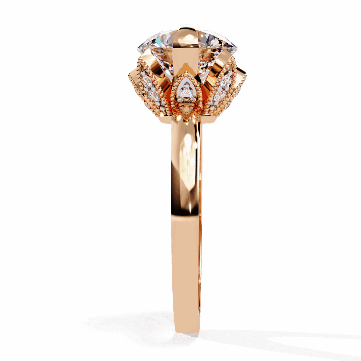 3.25 Carat Round Minimal Statement Ring in Moissanite | House of Estara