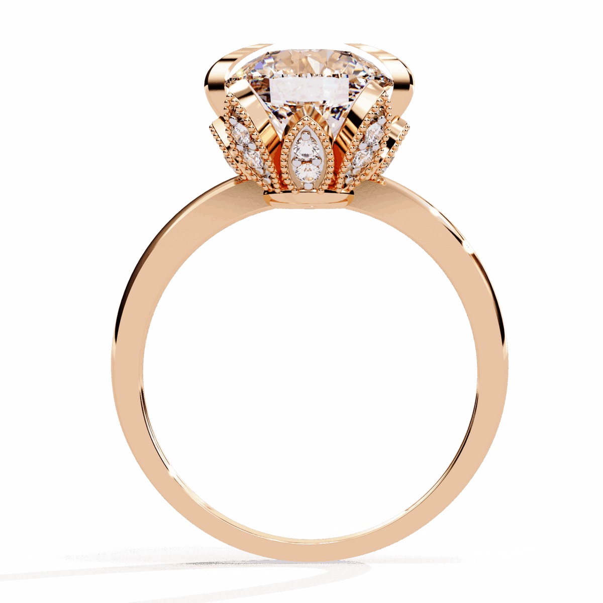 3.25 Carat Round Minimal Statement Ring in Moissanite | House of Estara