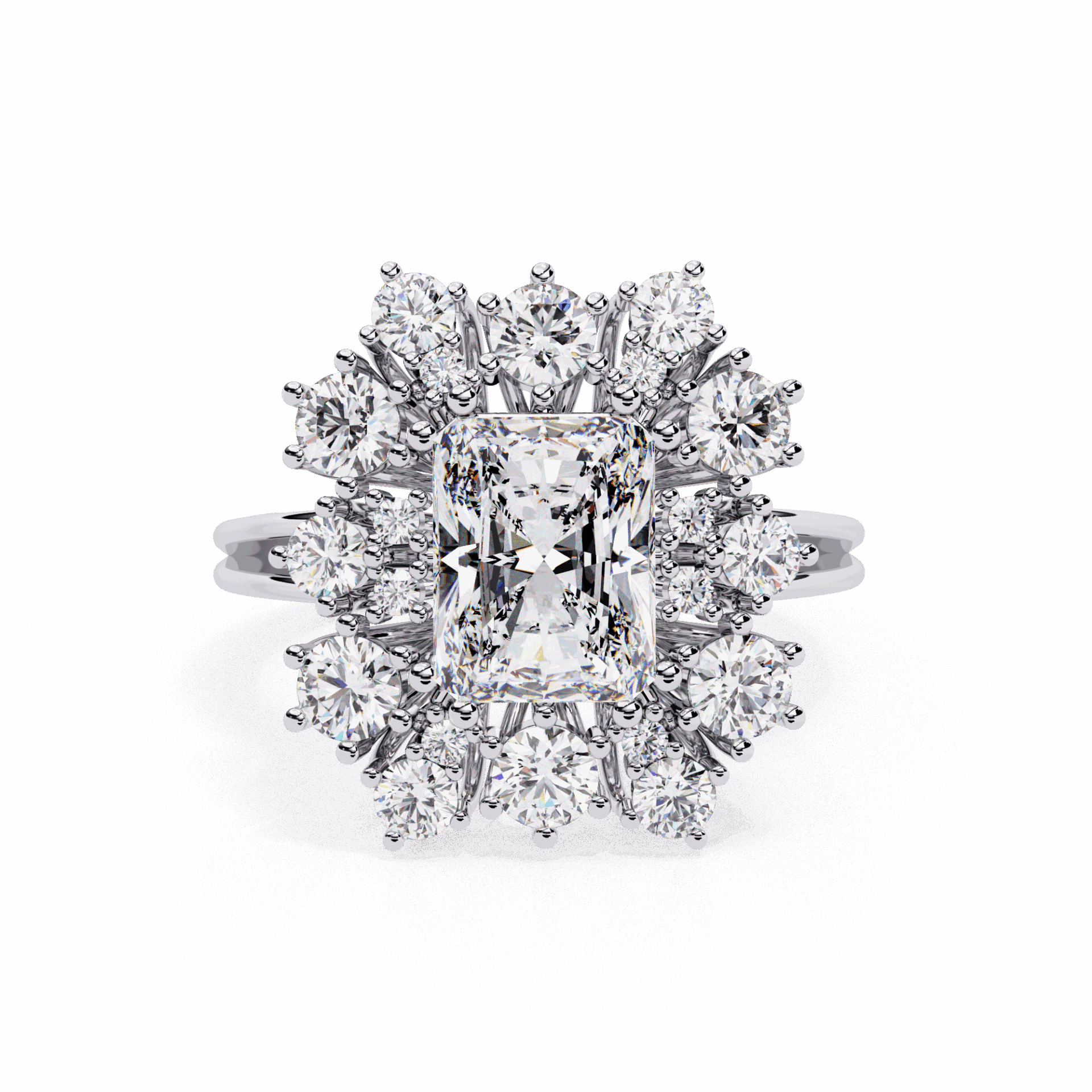4.5 Carat Radiant Red Carpet Cocktail Ring in Moissanite | House of Estara