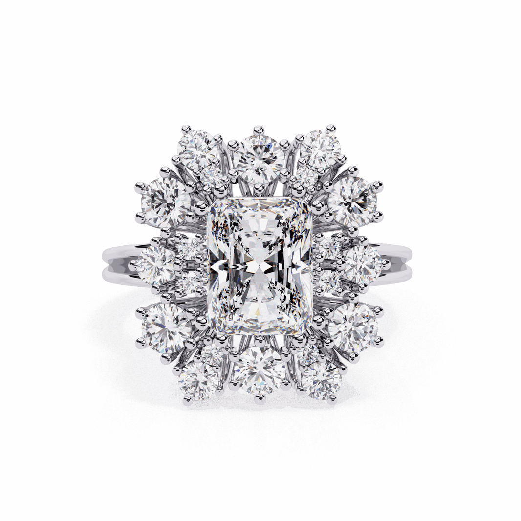 4.5 Carat Radiant Red Carpet Cocktail Ring in Moissanite | House of Estara