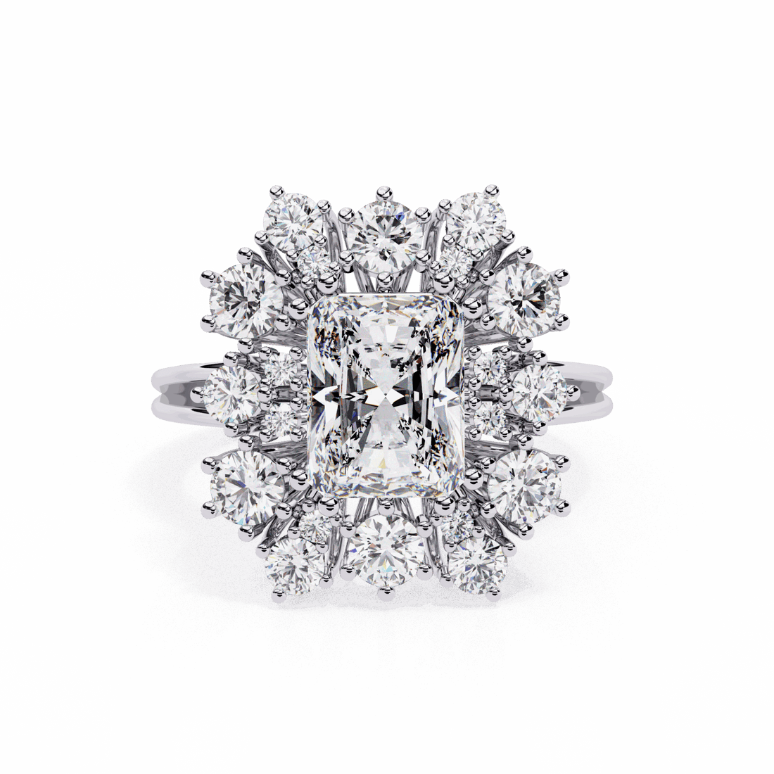 4.5 Carat Radiant Red Carpet Cocktail Ring in Moissanite | House of Estara
