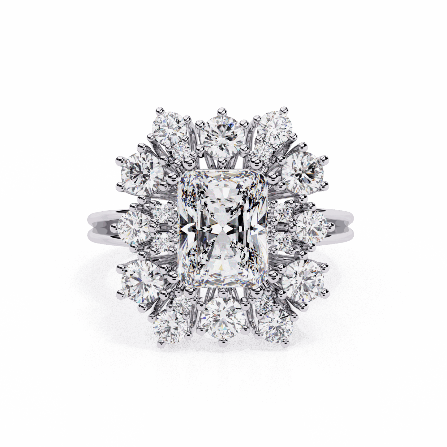 4.5 Carat Radiant Red Carpet Cocktail Ring in Moissanite | House of Estara