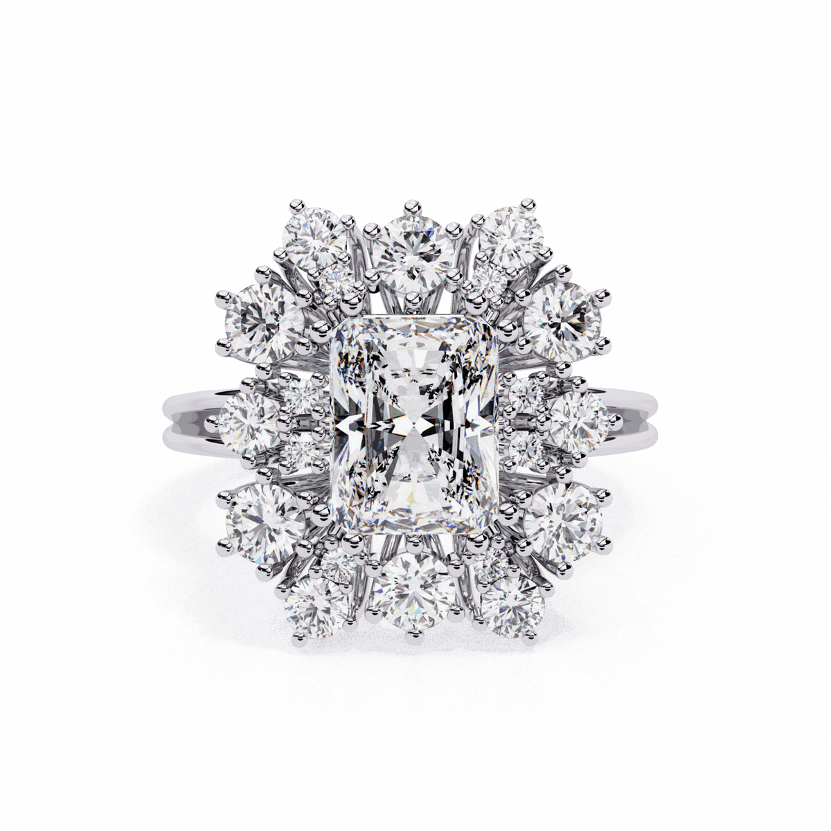 4.5 Carat Radiant Red Carpet Cocktail Ring in Moissanite | House of Estara