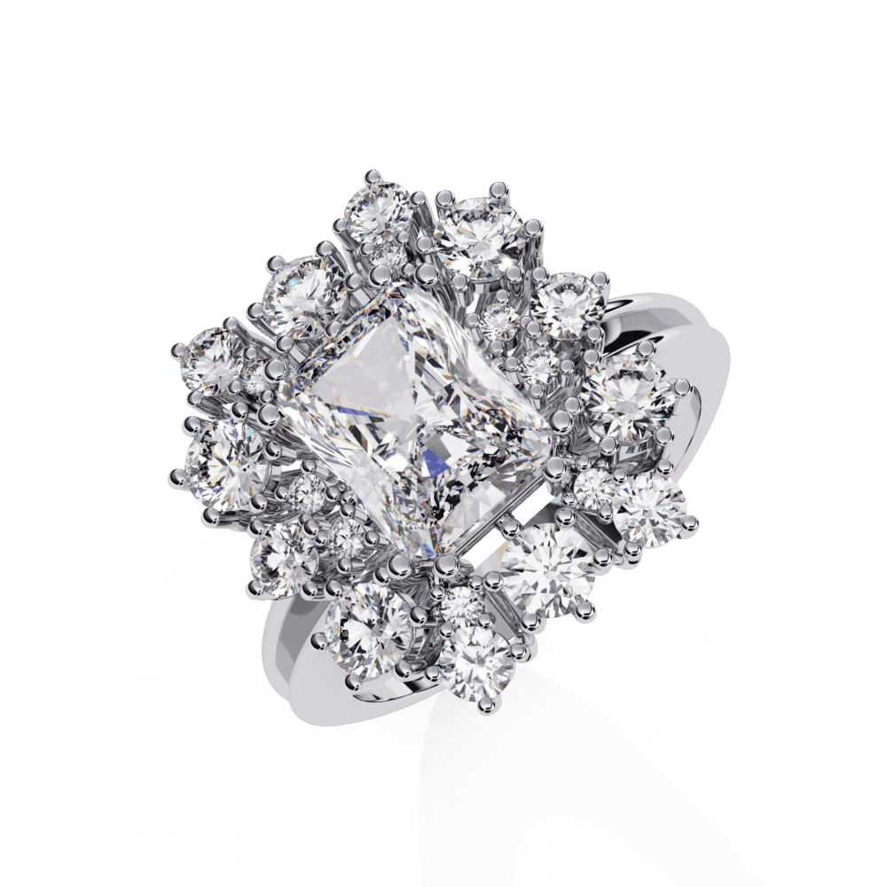 4.5 Carat Radiant Red Carpet Cocktail Ring in Moissanite | House of Estara