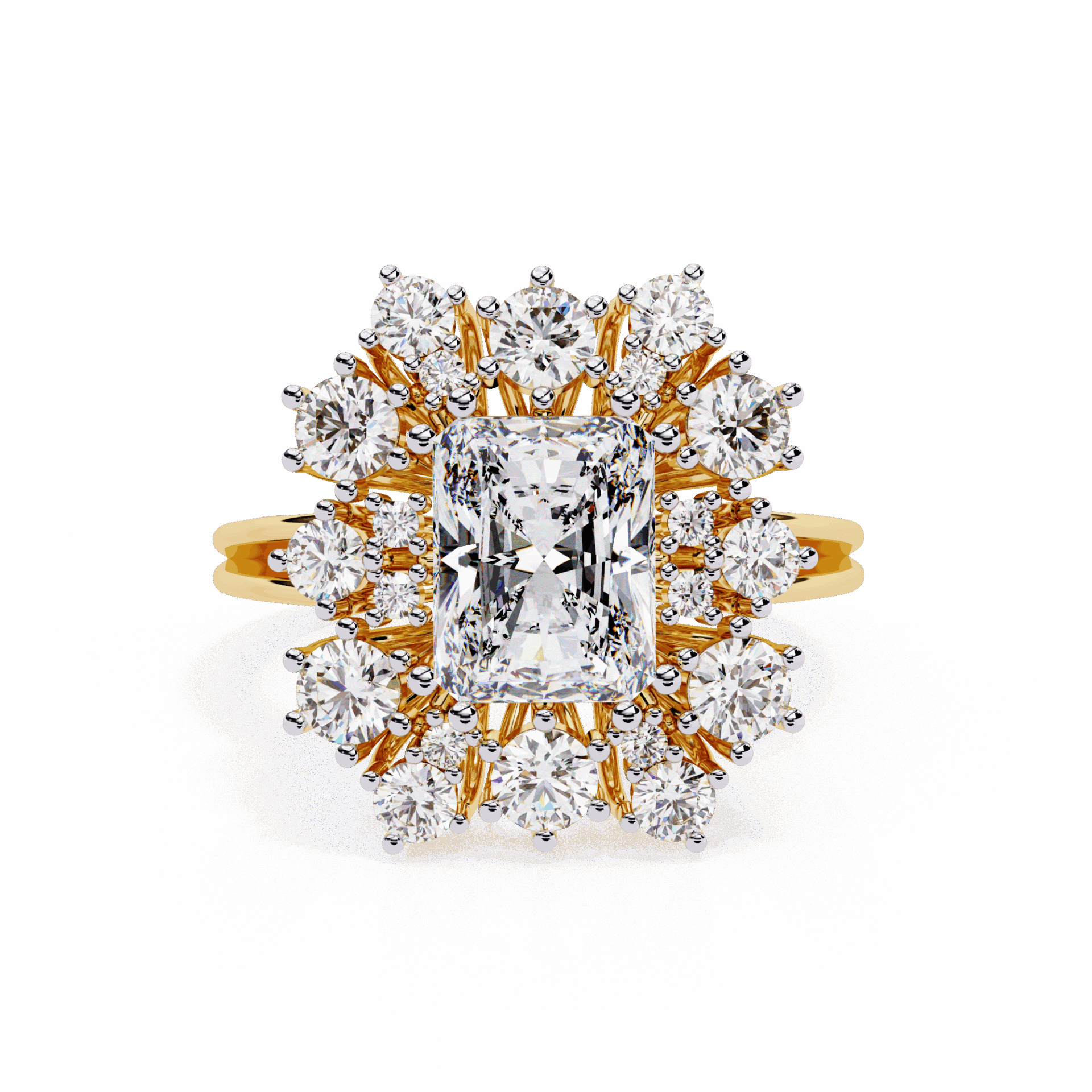 4.5 Carat Radiant Red Carpet Cocktail Ring in Moissanite | House of Estara