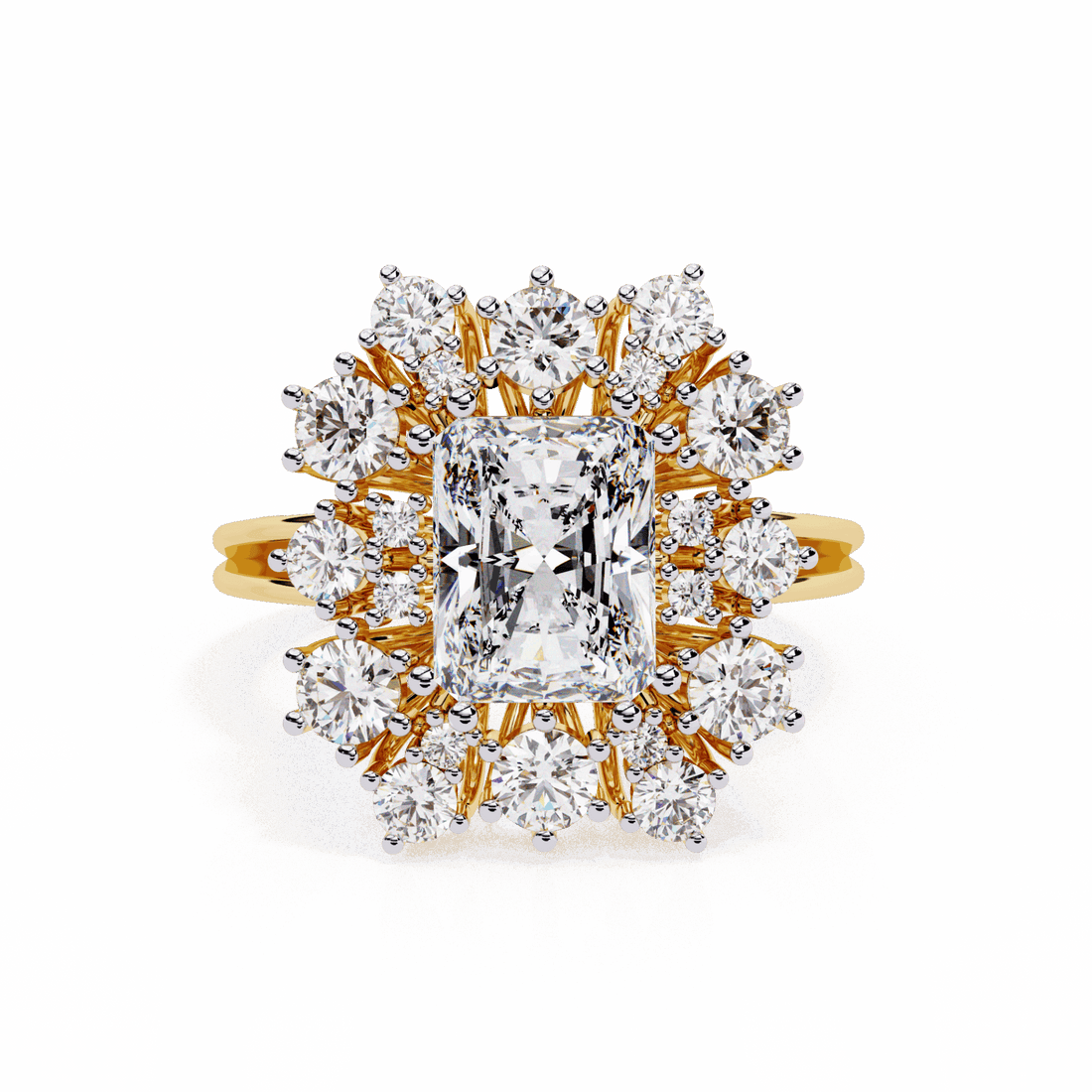 4.5 Carat Radiant Red Carpet Cocktail Ring in Moissanite | House of Estara