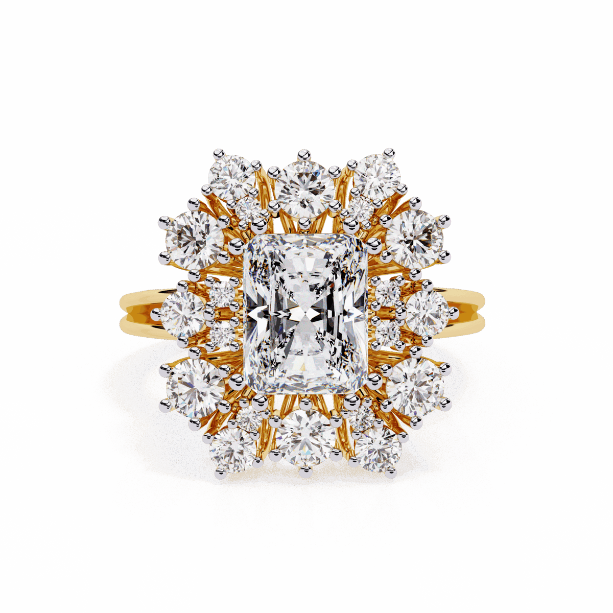 4.5 Carat Radiant Red Carpet Cocktail Ring in Moissanite | House of Estara