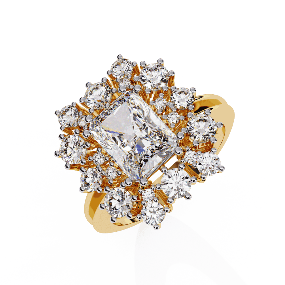 4.5 Carat Radiant Red Carpet Cocktail Ring in Moissanite | House of Estara