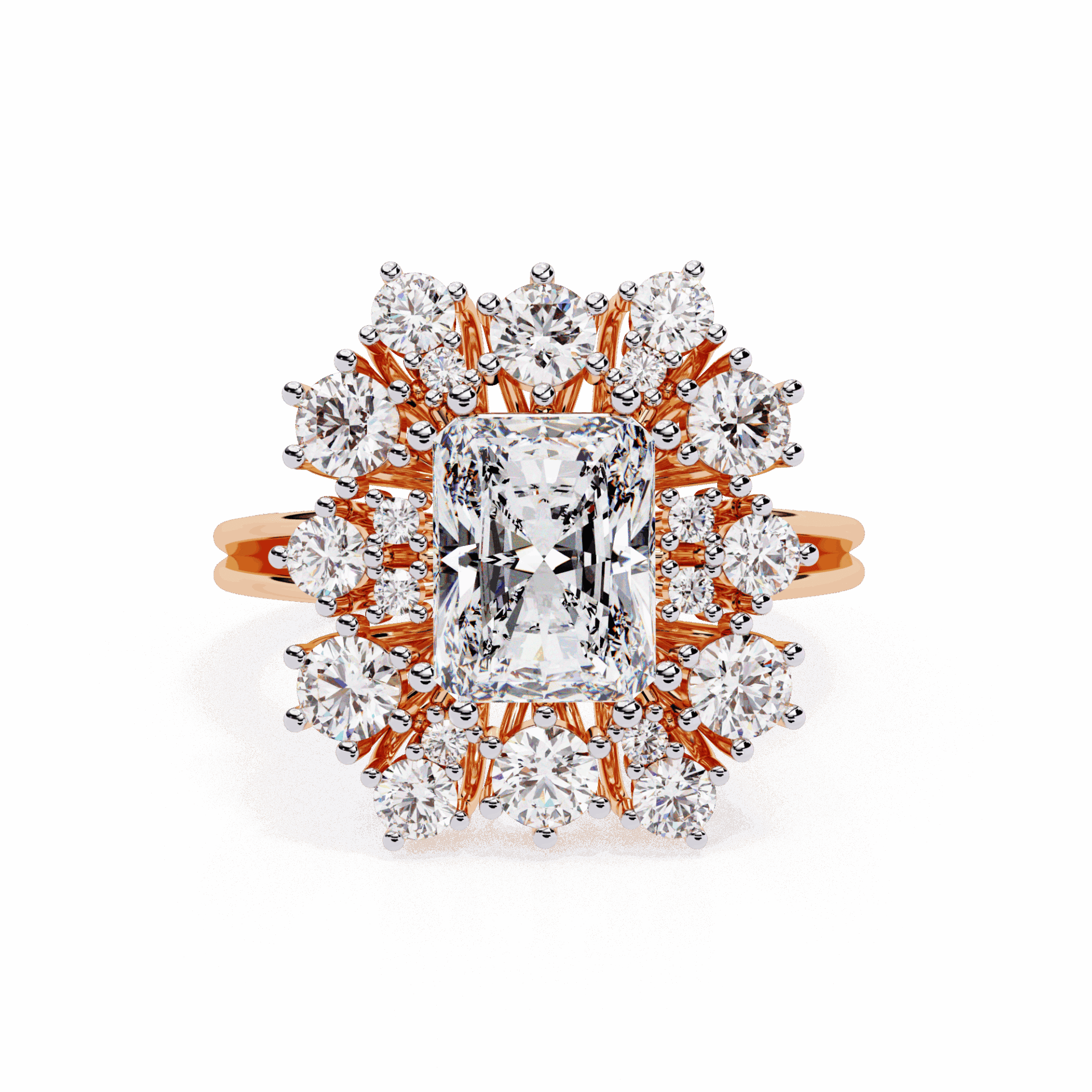 4.5 Carat Radiant Red Carpet Cocktail Ring in Moissanite | House of Estara