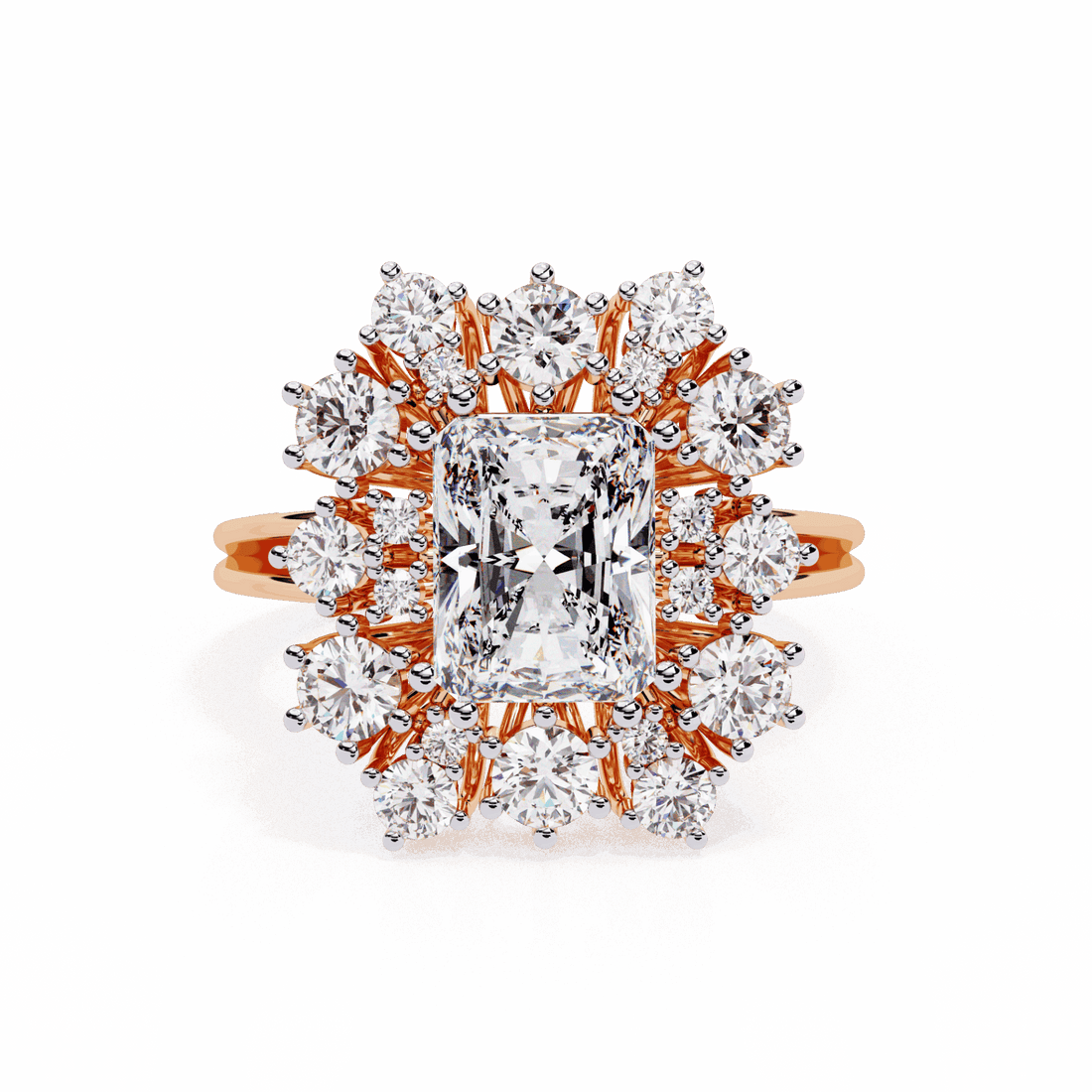 4.5 Carat Radiant Red Carpet Cocktail Ring in Moissanite | House of Estara