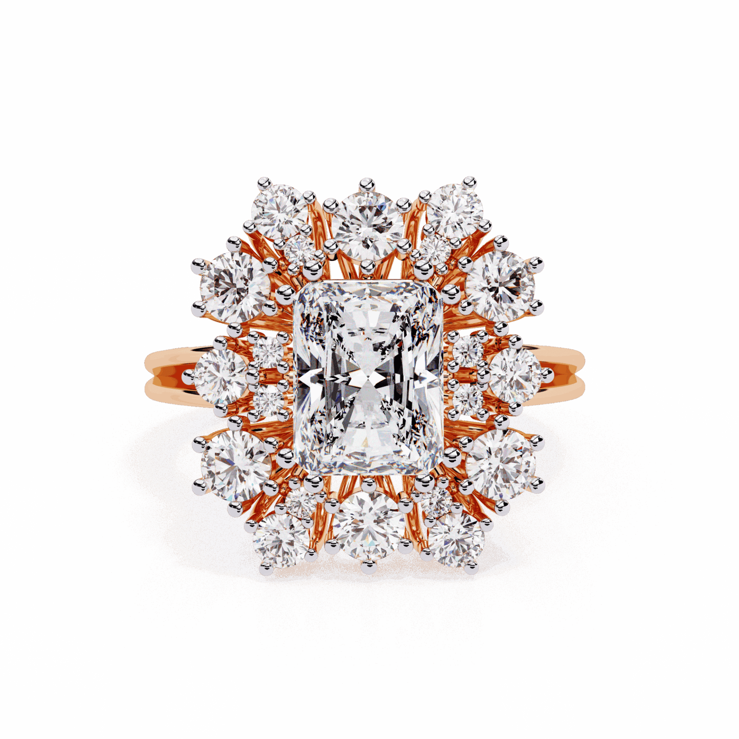 4.5 Carat Radiant Red Carpet Cocktail Ring in Moissanite | House of Estara