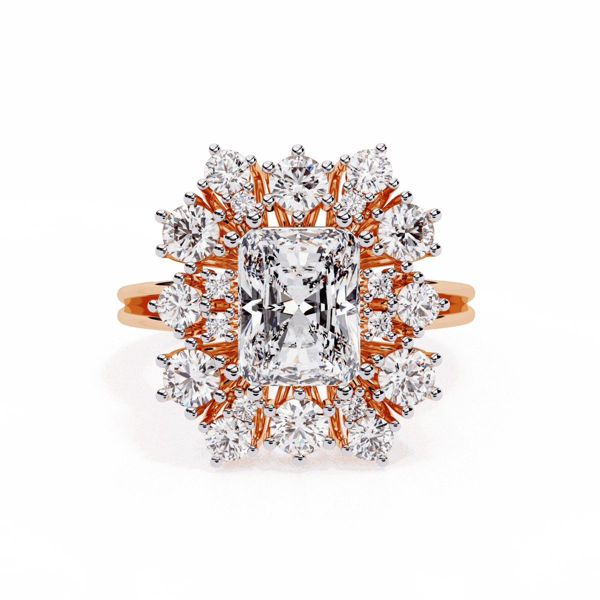 4.5 Carat Radiant Red Carpet Cocktail Ring in Moissanite | House of Estara