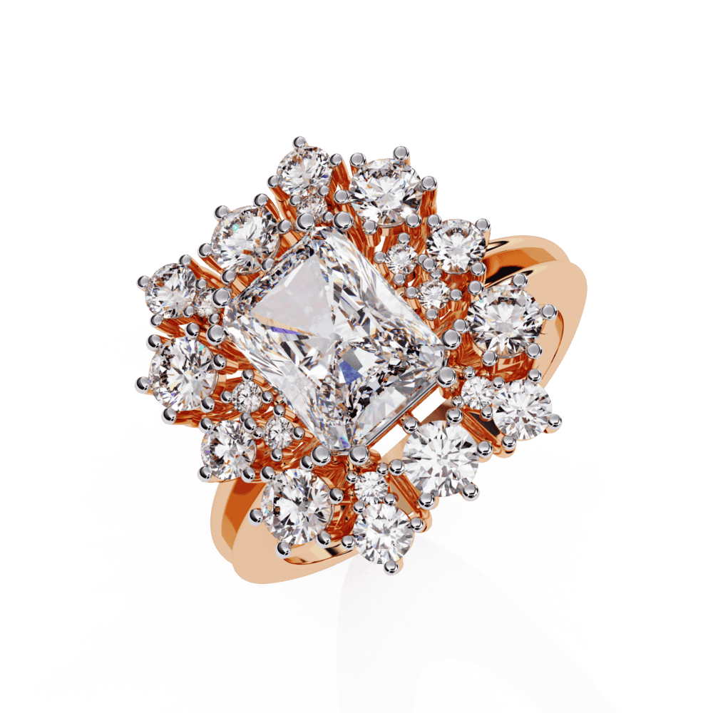 4.5 Carat Radiant Red Carpet Cocktail Ring in Moissanite | House of Estara