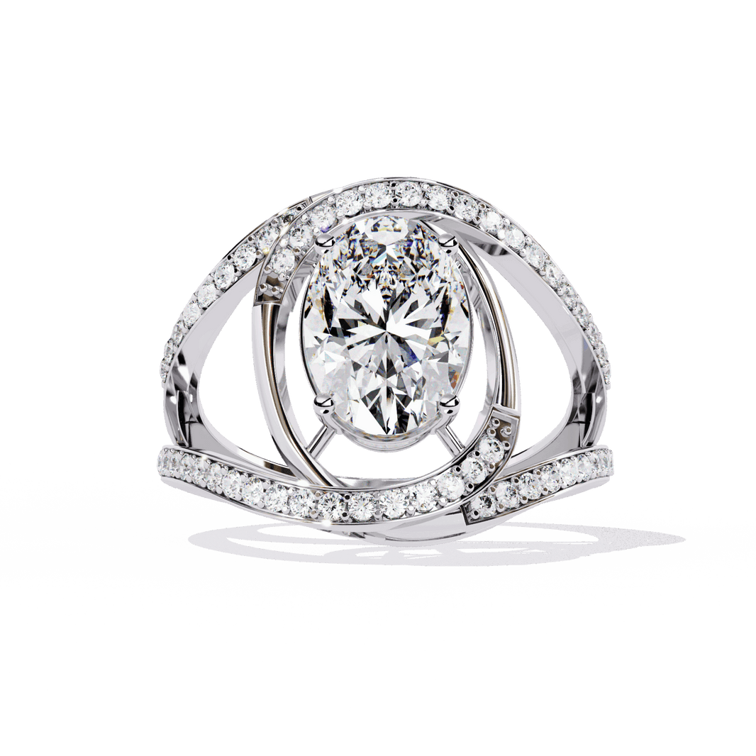 7.75 Carat Oval Refined Everyday Look Ring in Moissanite | House of Estara