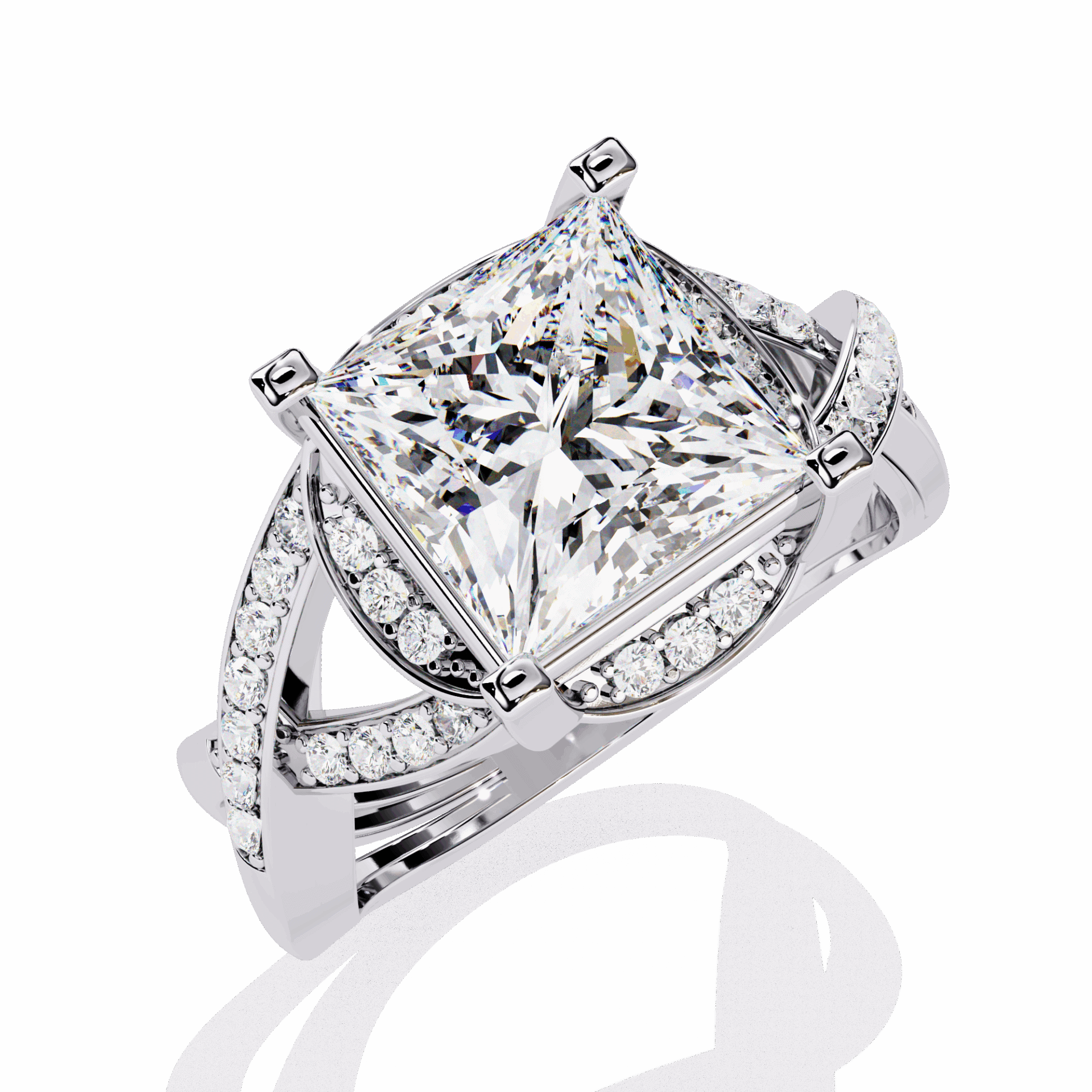 3.5 Carat Princess Party Ready Cocktail Ring in Moissanite | House of Estara