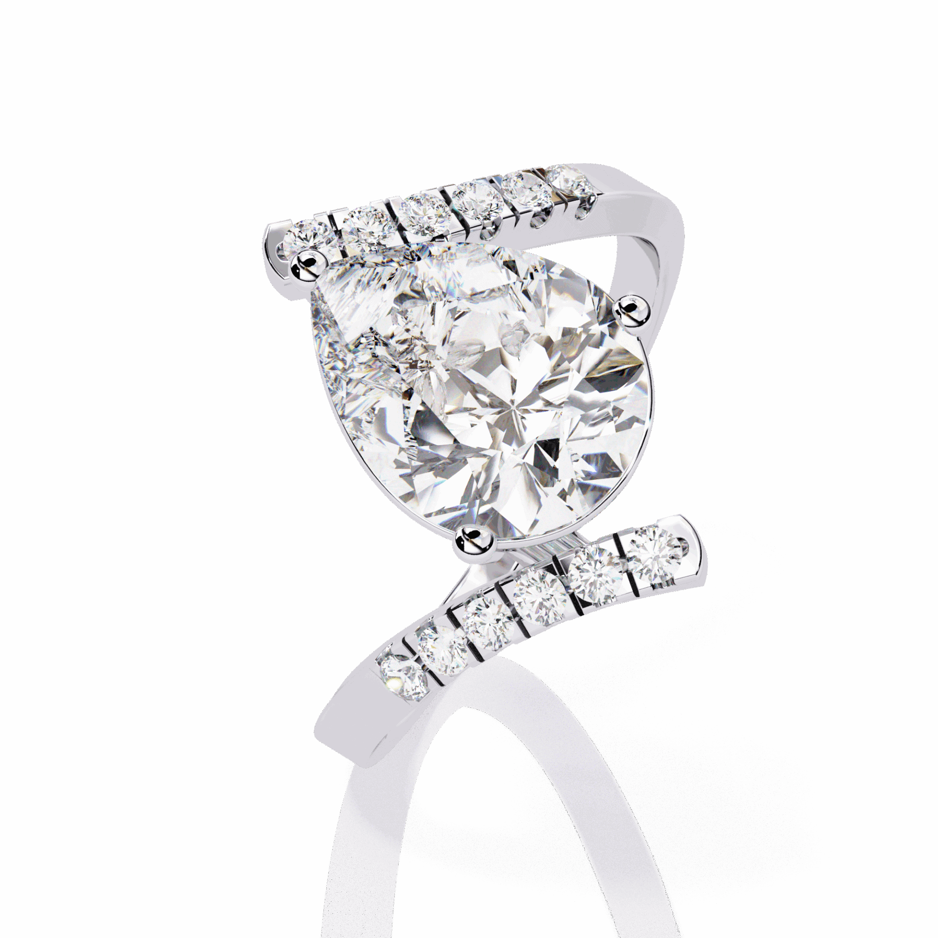 2.75 Carat Pear Signature Wear Ring in Moissanite | House of Estara