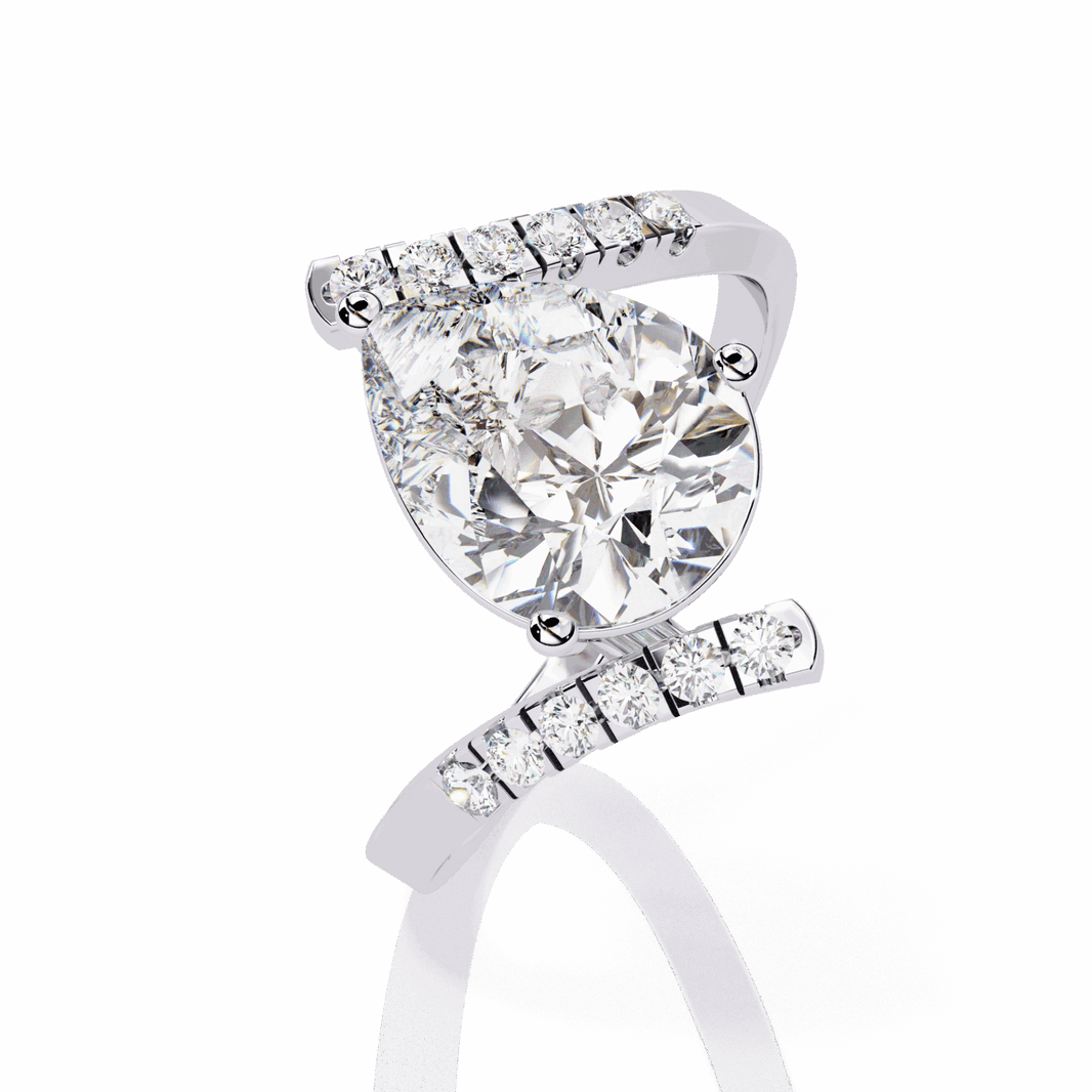2.75 Carat Pear Signature Wear Ring in Moissanite | House of Estara
