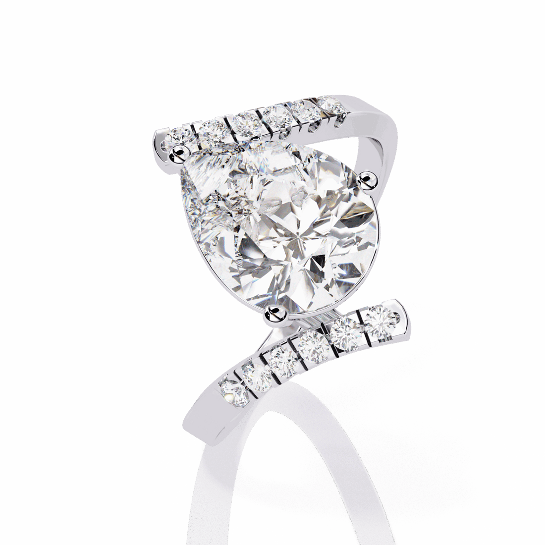 2.75 Carat Pear Signature Wear Ring in Moissanite | House of Estara