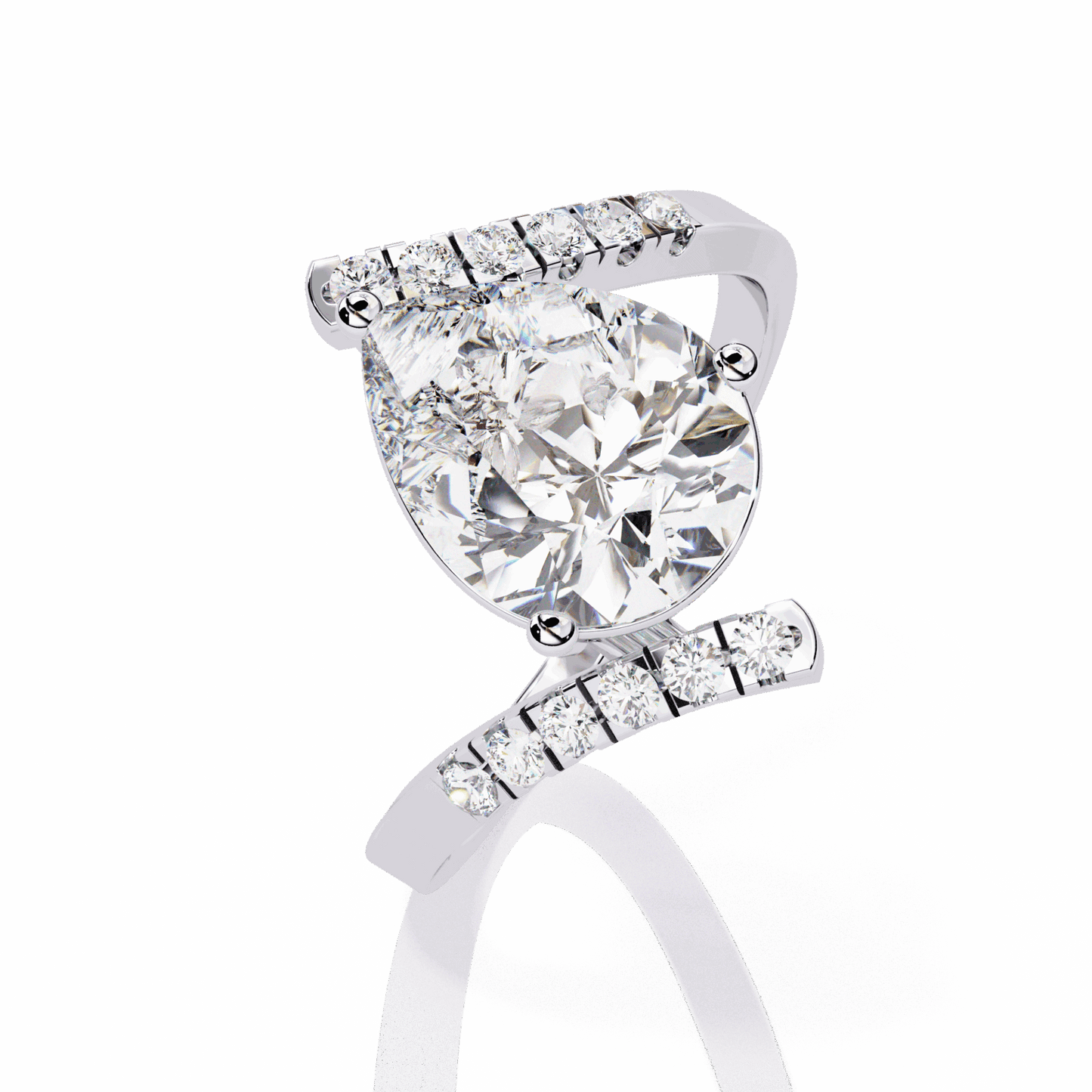 2.75 Carat Pear Signature Wear Ring in Moissanite | House of Estara