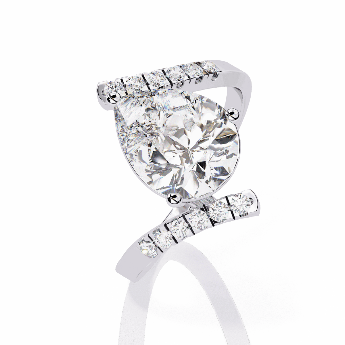 2.75 Carat Pear Signature Wear Ring in Moissanite | House of Estara