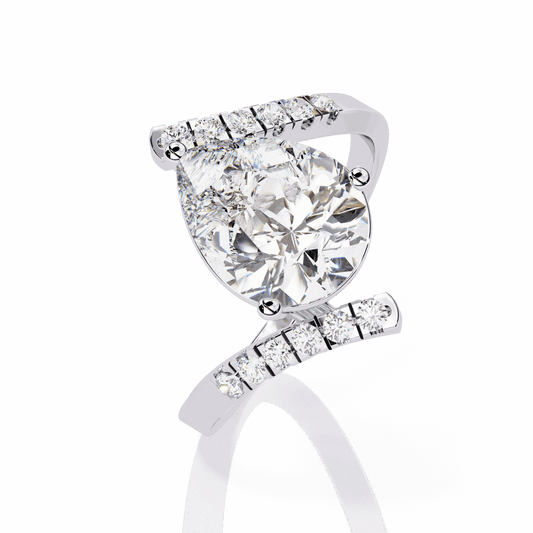 2.75 Carat Pear Signature Wear Ring in Moissanite | House of Estara