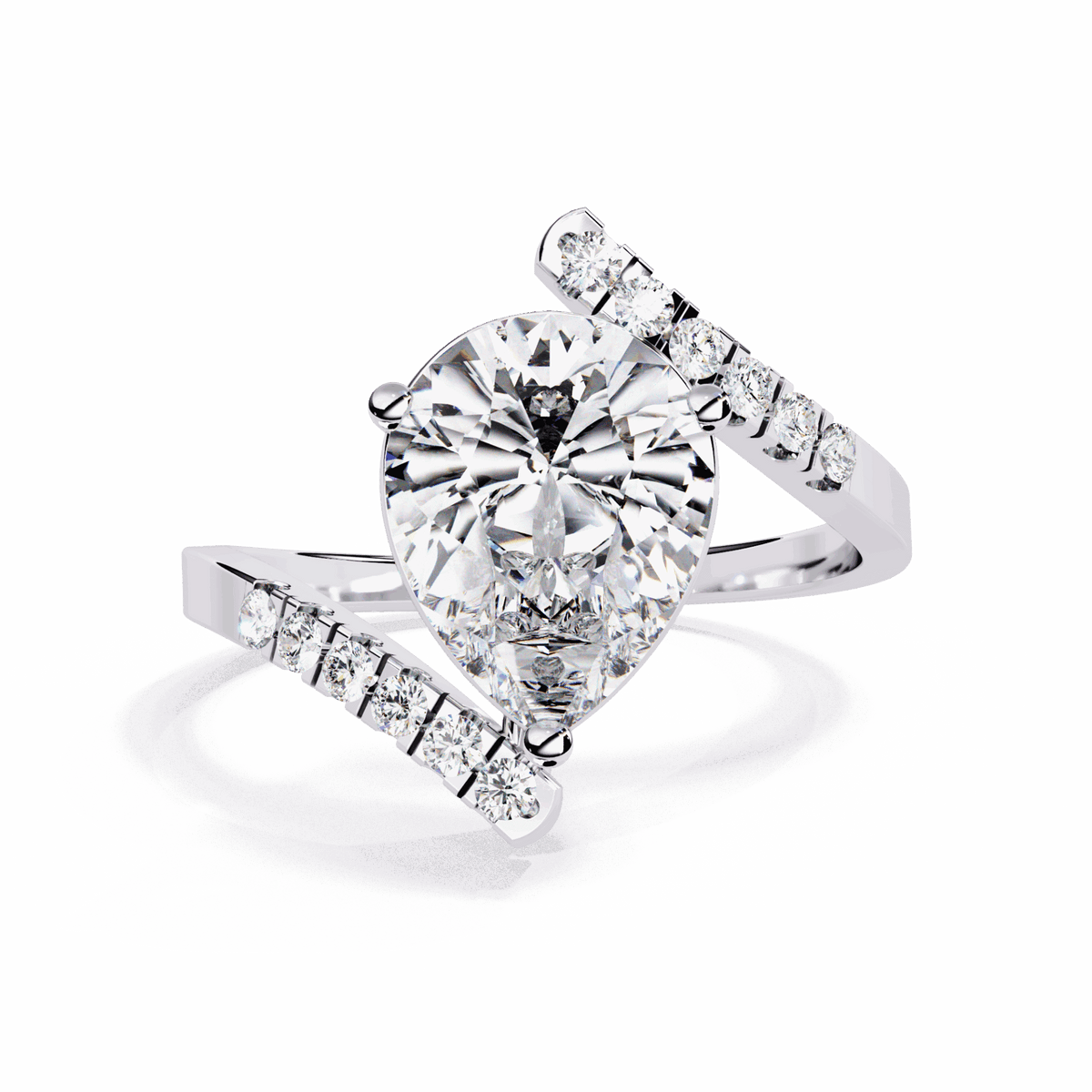 2.75 Carat Pear Signature Wear Ring in Moissanite | House of Estara