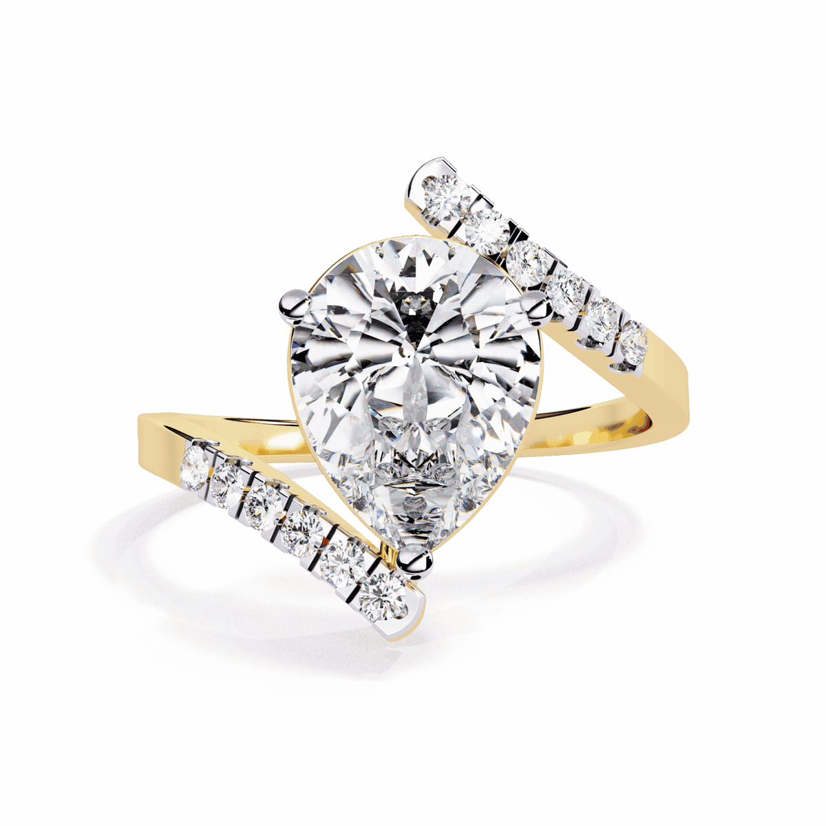 2.75 Carat Pear Signature Wear Ring in Moissanite | House of Estara