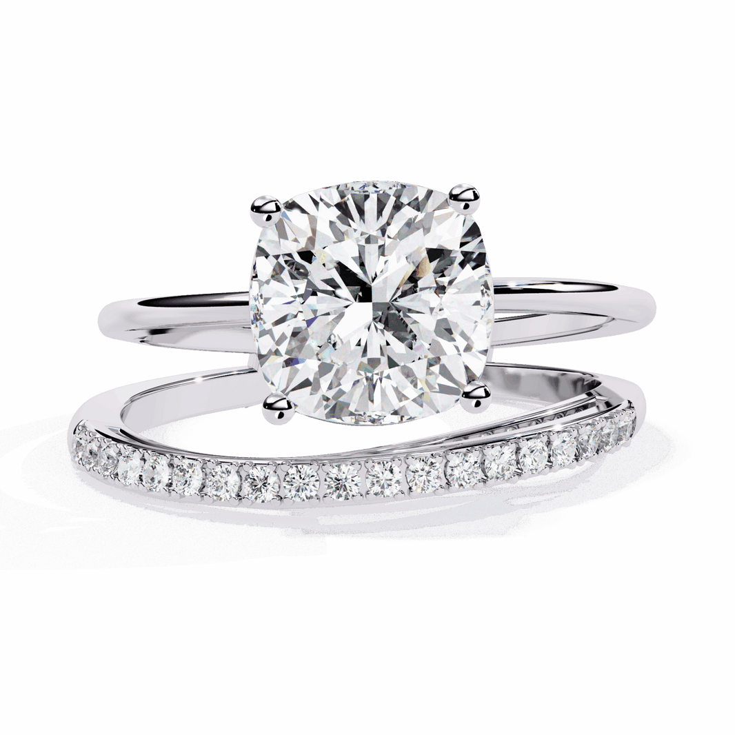 2.5 Carat Cushion Signature Wear Ring in Moissanite | House of Estara