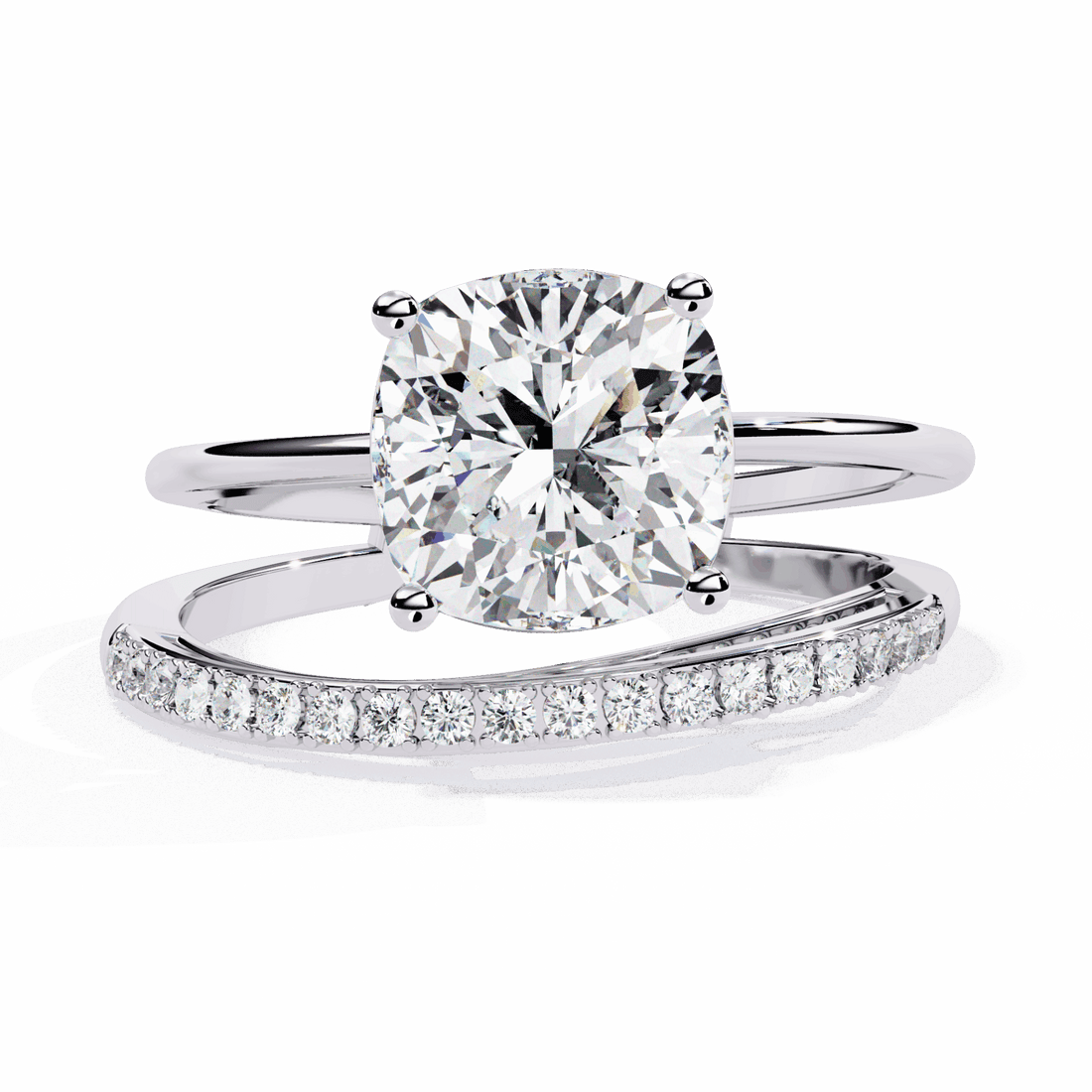 2.5 Carat Cushion Signature Wear Ring in Moissanite | House of Estara