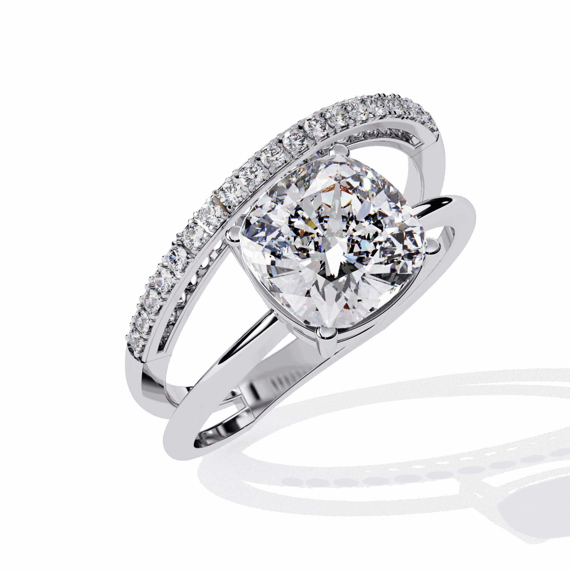 2.5 Carat Cushion Signature Wear Ring in Moissanite | House of Estara
