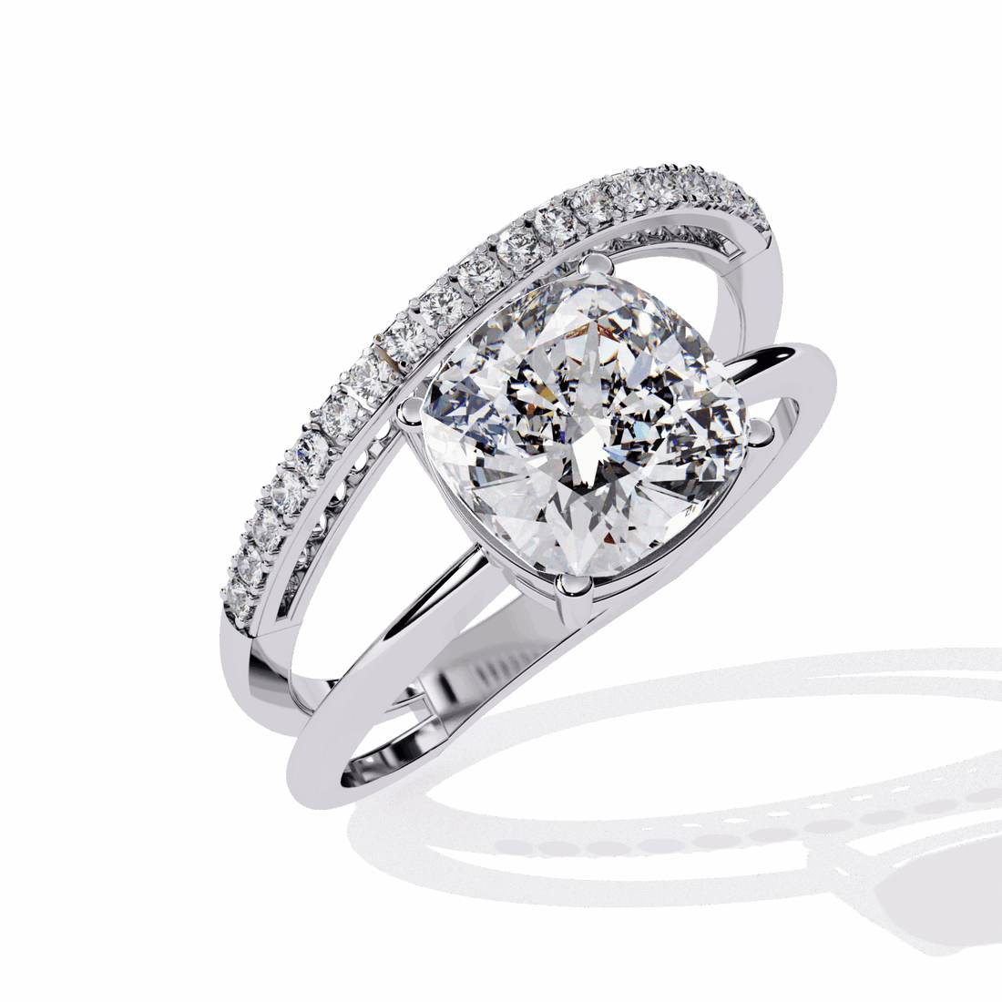 2.5 Carat Cushion Signature Wear Ring in Moissanite | House of Estara