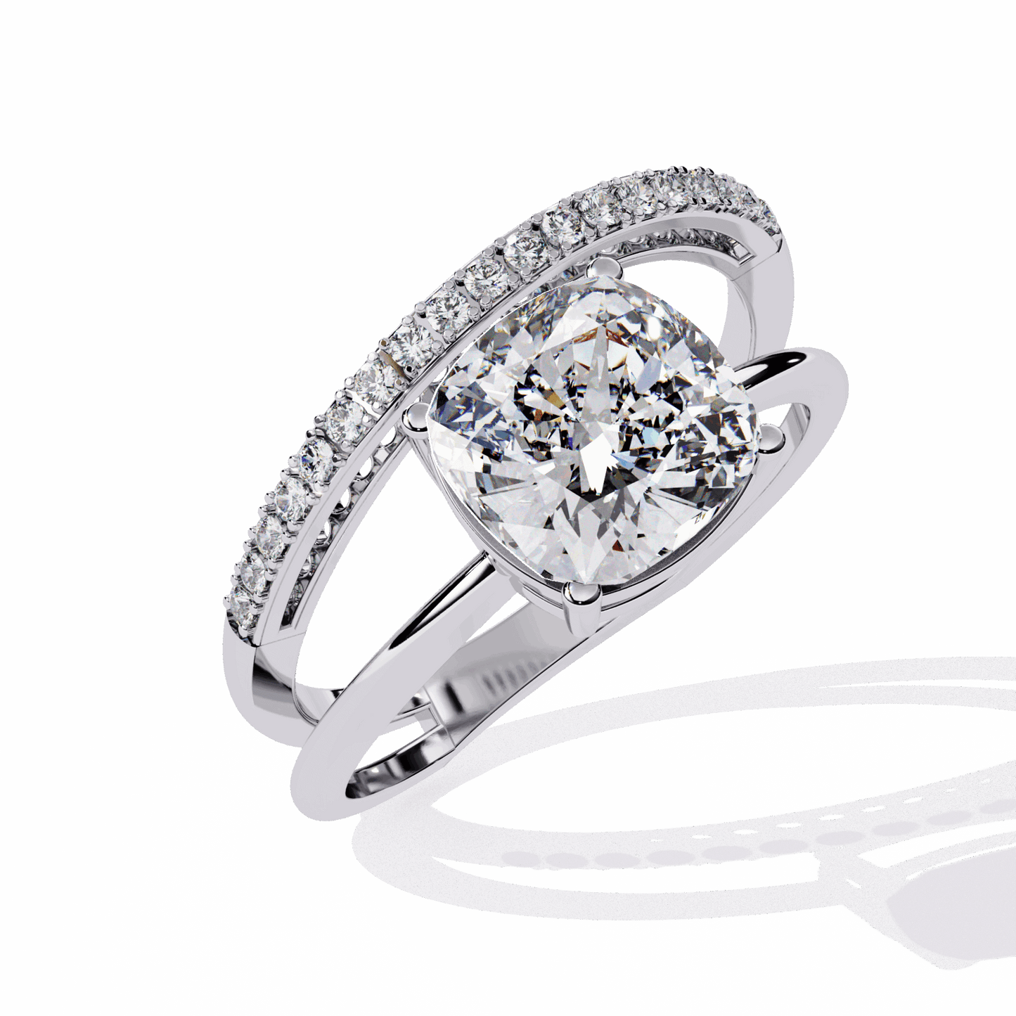 2.5 Carat Cushion Signature Wear Ring in Moissanite | House of Estara