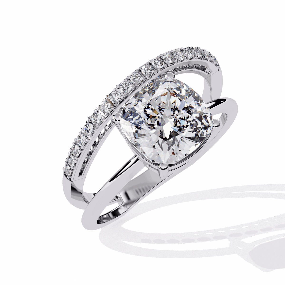 2.5 Carat Cushion Signature Wear Ring in Moissanite | House of Estara